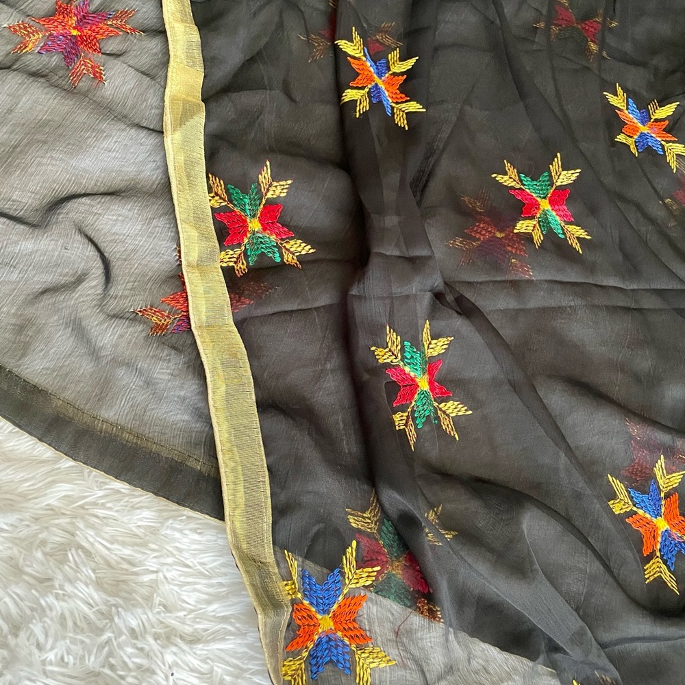 Black Duppata / Phulkari / Scarf